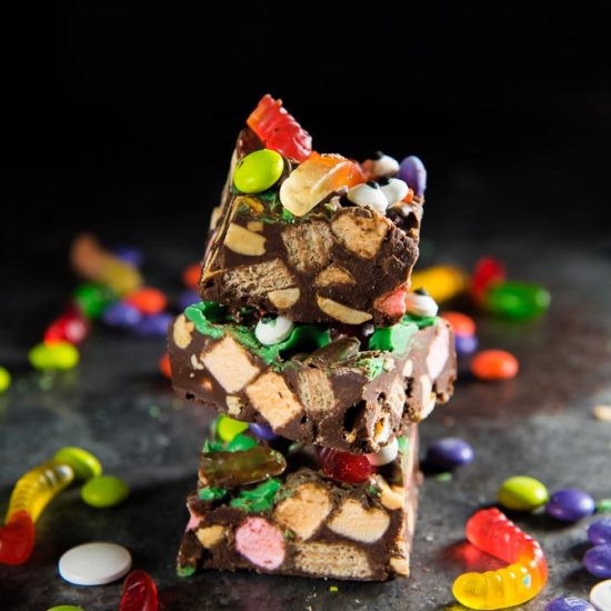 Halloween Rocky Road Slices