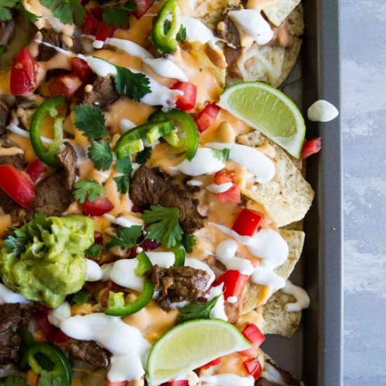 Sheet Pan Steak Nachos Supreme