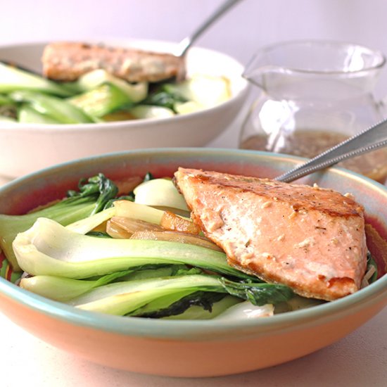 Salmon Bok Choy with Soba Noodles