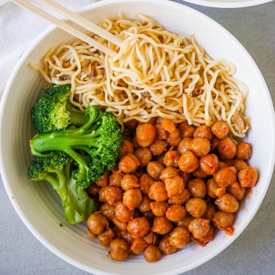 Miso Sriracha Glazed Chickpeas