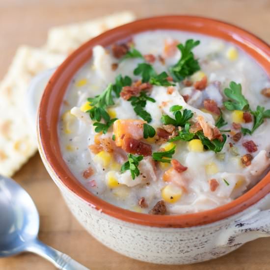 Crockpot Chicken & Corn Chowder