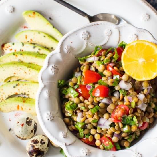 Lentil Salad with Avocado