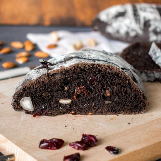 Chocolate bread with nuts