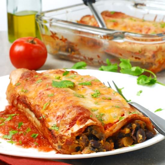 Chipotle Pumpkin Bean Enchiladas