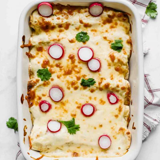 Skinny Creamy Chicken Enchiladas