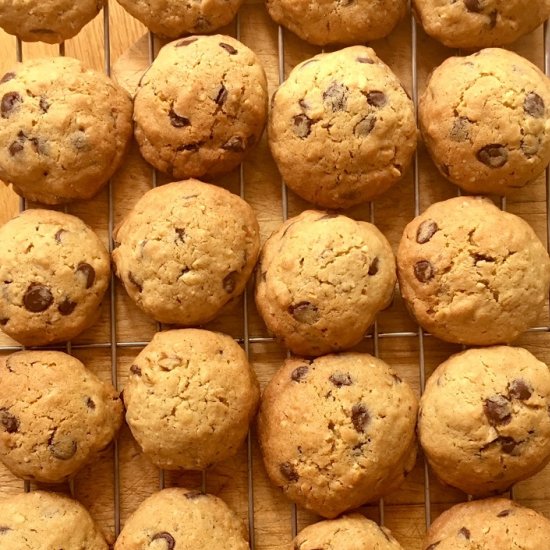 Pecan, oat and choc chip cookies