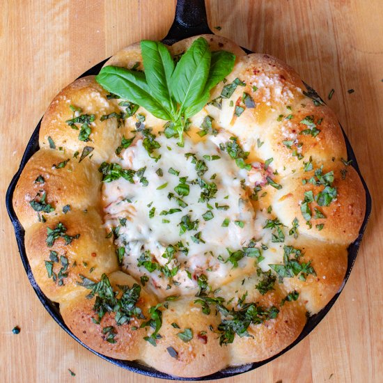 Skillet Caprese Dip with Rolls