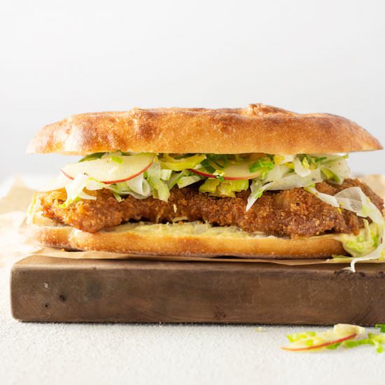 Pork Schnitzel Sandwich with Slaw