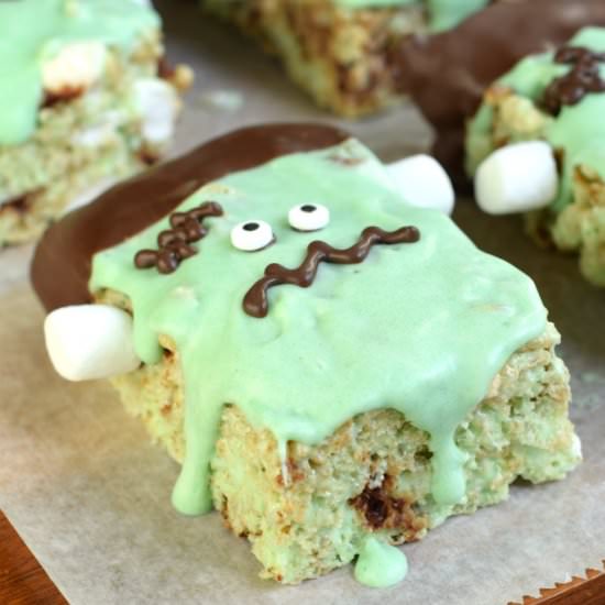 Mint Chocolate Chip Krispie Treat