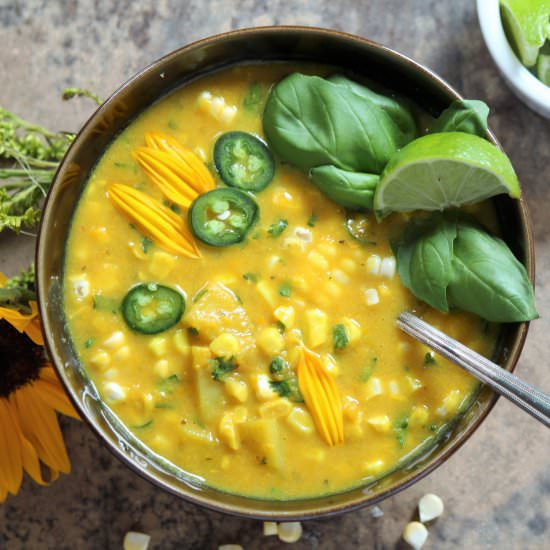 Summer Squash Thai Corn Chowder