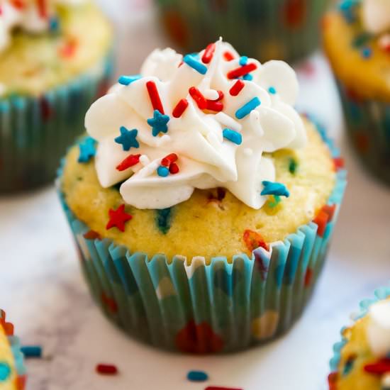 Firecracker Vanilla Cupcakes