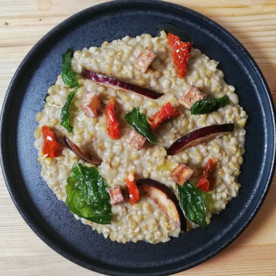 Freekeh Risotto with Eggplant Cream