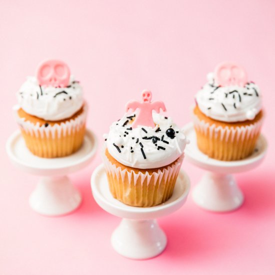 Pink Halloween Cupcakes