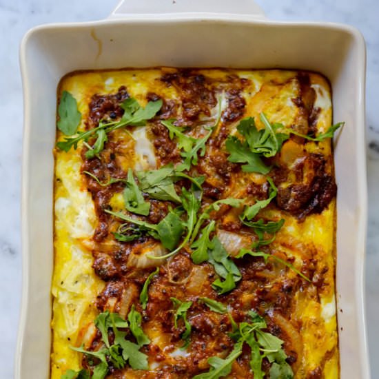 hashbrown and chorizo breakfast bake