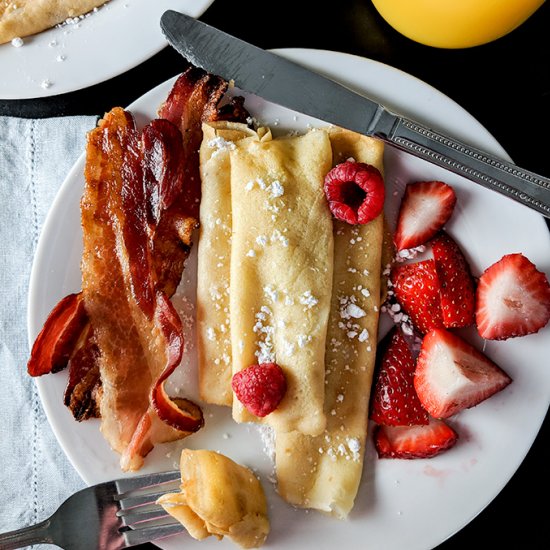 Breakfast crepes with filling