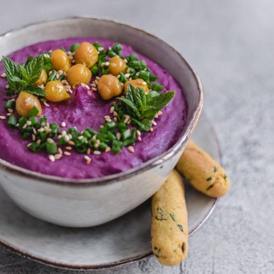 Purple sweet potato hummus