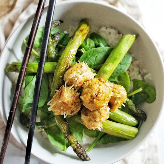 Chicken Meatballs with Coconut Rice