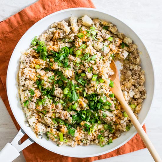 Buffalo Turkey Cauliflower Skillet