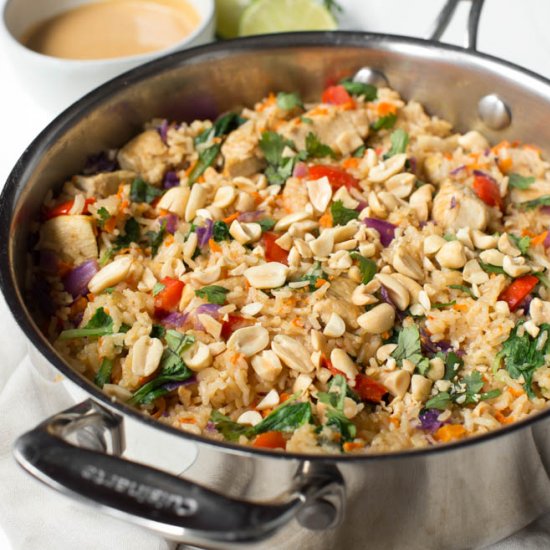 Thai Chicken Peanut Rice Skillet