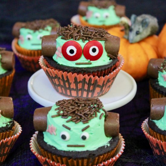 Black Velvet Frankenstein Cupcakes