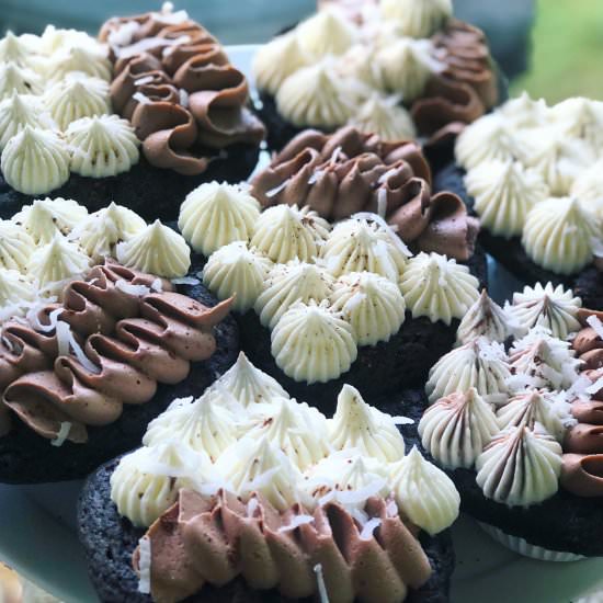 Coconut Almond Brownie Cupcakes