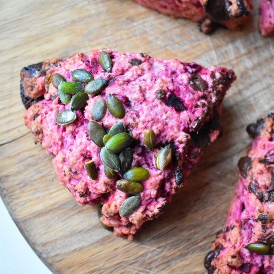 Vegan Beet Chocolate Chunk Scones