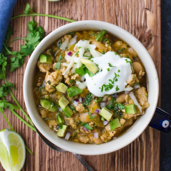 Simple Turkey Chili with Tomatillos