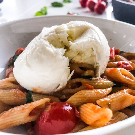 15-minute Tomato Pasta with Spinach