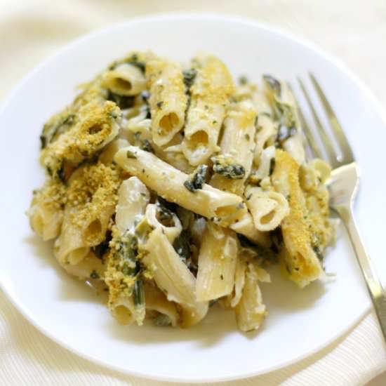 Baked V/GF Spinach Artichoke Pasta