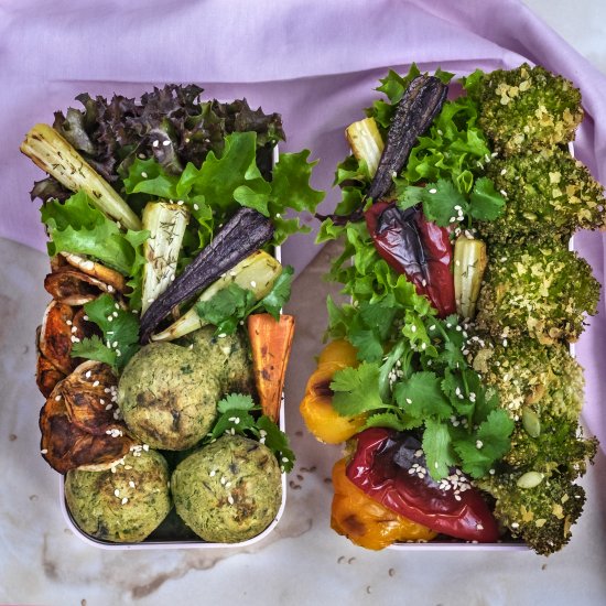 broccoli and pumpkin seeds falafel