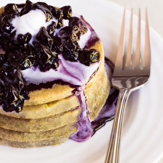 Raw Pancake with blueberry syrup