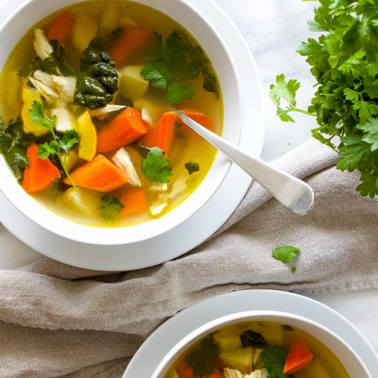 Roasted Vegetable and Chicken Soup