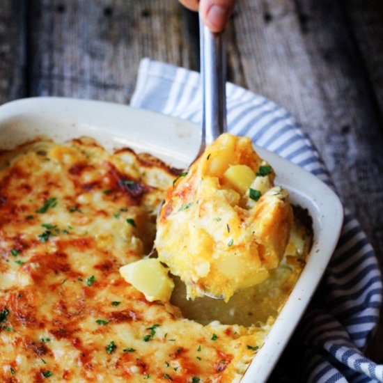 Acorn and Butternut Squash Gratin