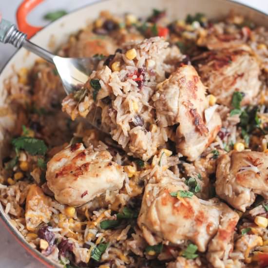 One Pot Chicken Rice and Beans