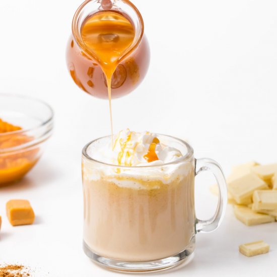 Boozy pumpkin white hot chocolate