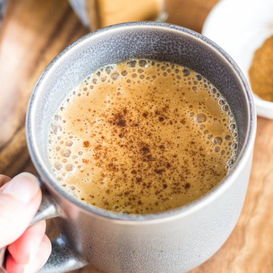 vegan warm spiced pumpkin milk