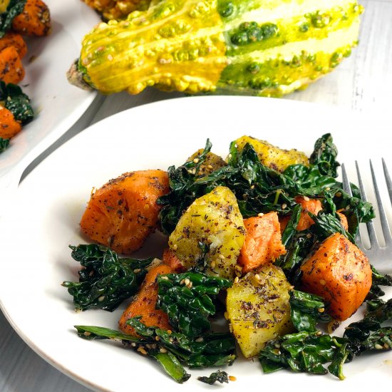 Sumac Sweet Potatoes & Garlic Kale