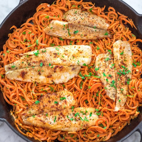 Flounder with Carrot Noodles