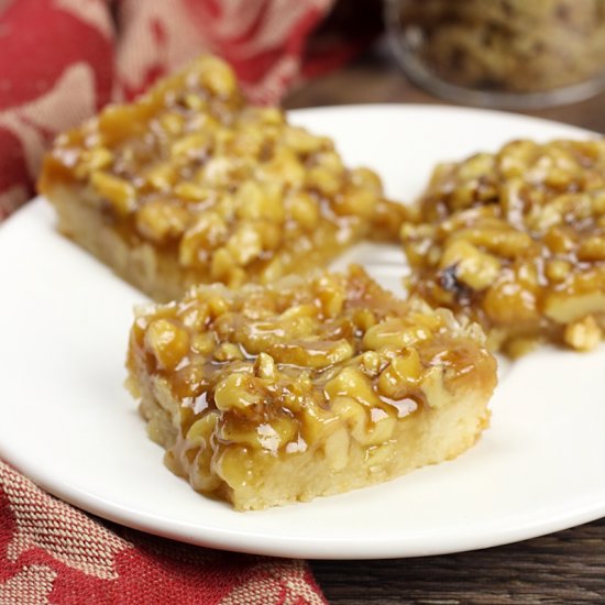 Honey Walnut Shortbread Bars