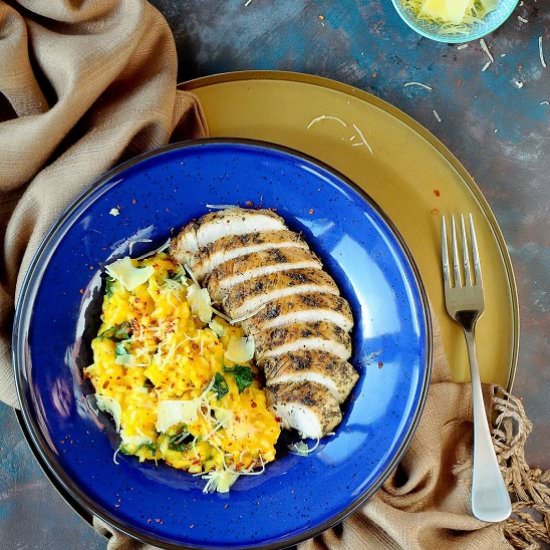 Turkey on a squash risotto