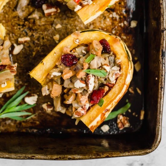 Mushroom Tarragon Delicata Stuffing