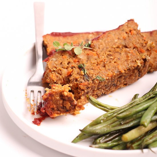 Lentil and Mushroom Vegan Meatloaf