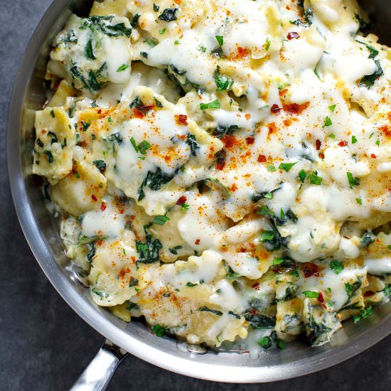 Creamy Spinach and Cheese Ravioli