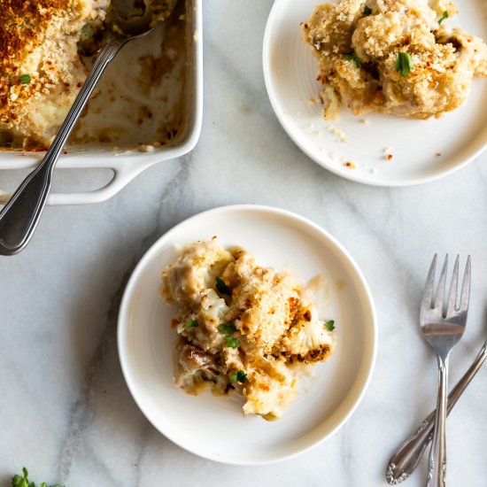 Vegan Roasted Cauliflower Gratin