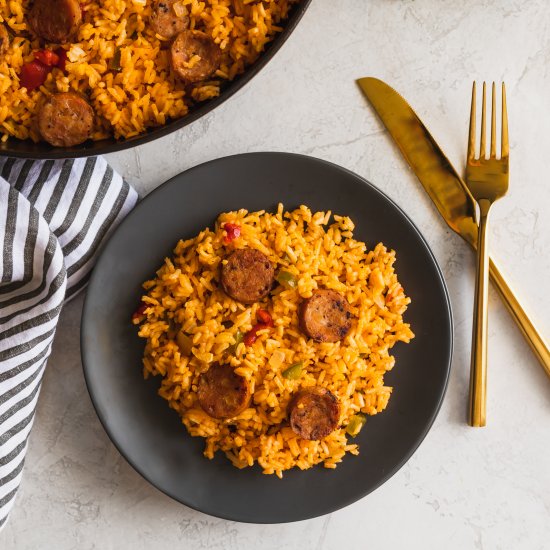 Cuban-Style Yellow Rice + Sausage