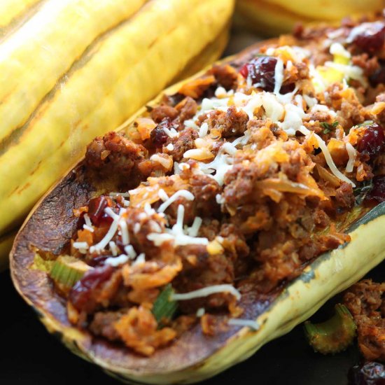 Delicata Squash with Spicy Chicken