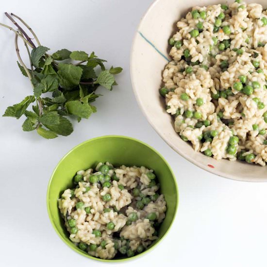 Pea and mint risotto for babies