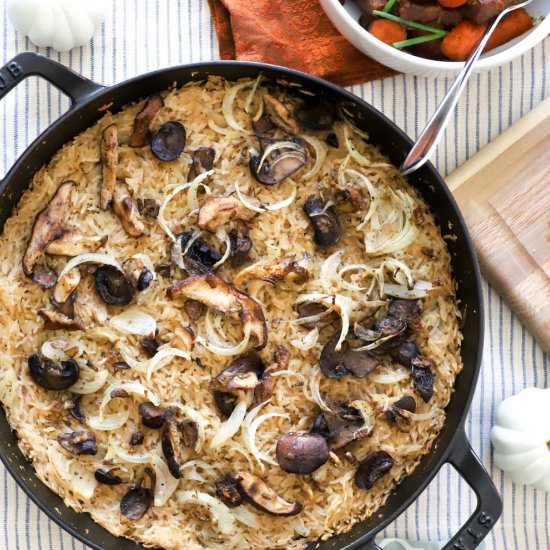 Buttery Baked Mushroom Rice