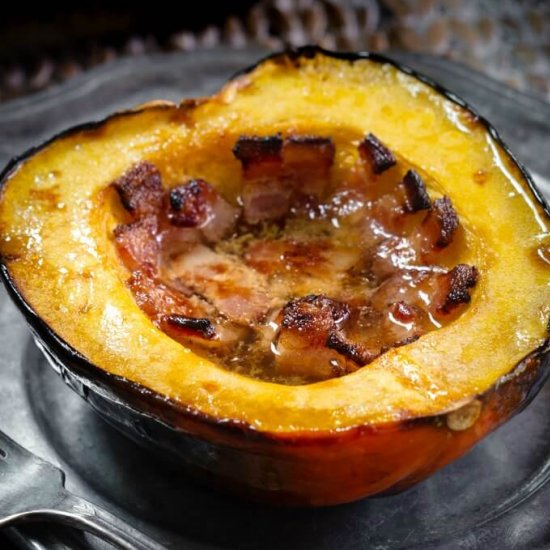 Baked Acorn Squash with Bacon