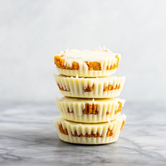 White chocolate pumpkin cups